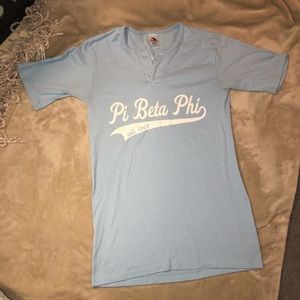 Pi Beta Phi Light Blue Baseball T-Shirt